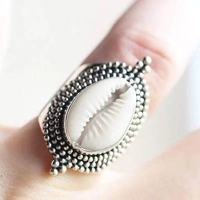 Silver Cowrie Ring