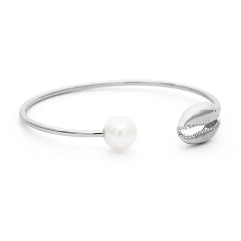 Silver Cowrie Shell Bangle