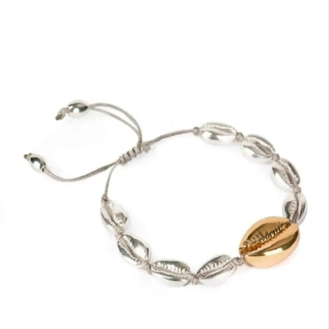 Silver Cowrie Shell Bracelet - Golden