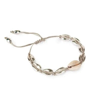 Silver Cowrie Shell Bracelet - Natural