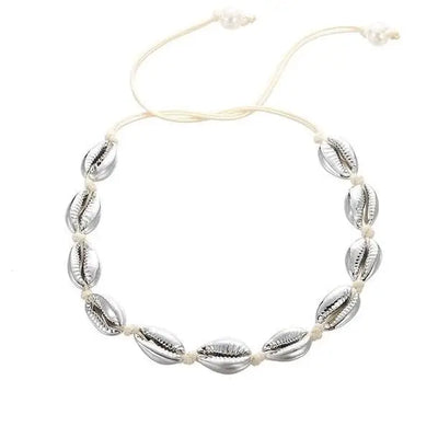 Silver Cowrie Shell Choker Necklace