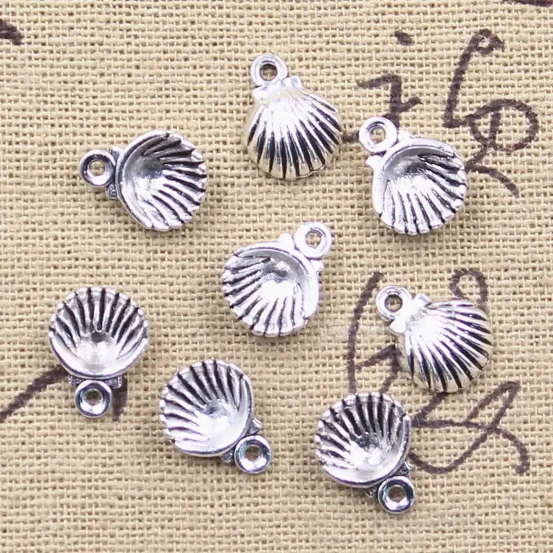 Silver Shell Charms - 50pcs