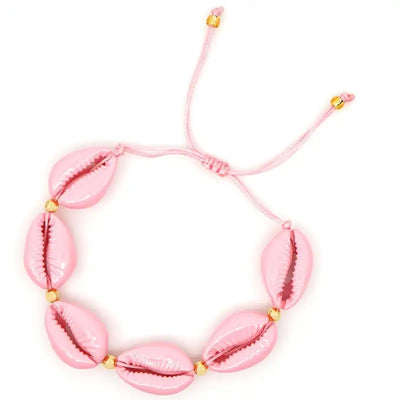 Soft Pink Seashell Bracelet with Cord - Light