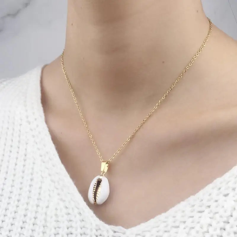 Stainless Steel Cowrie Shell Necklace