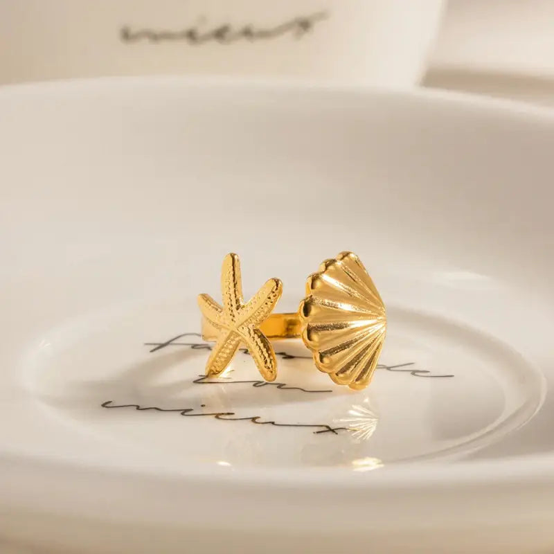 Starfish & Shell Duo Ring