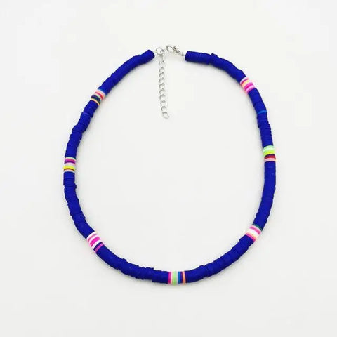 Surfer Heishi Necklace - Blue Midnight