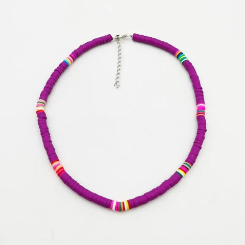 Surfer Heishi Necklace - Purple