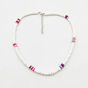 Surfer Heishi Necklace - White