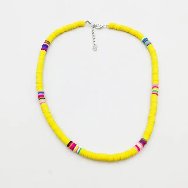 Surfer Heishi Necklace - Yellow