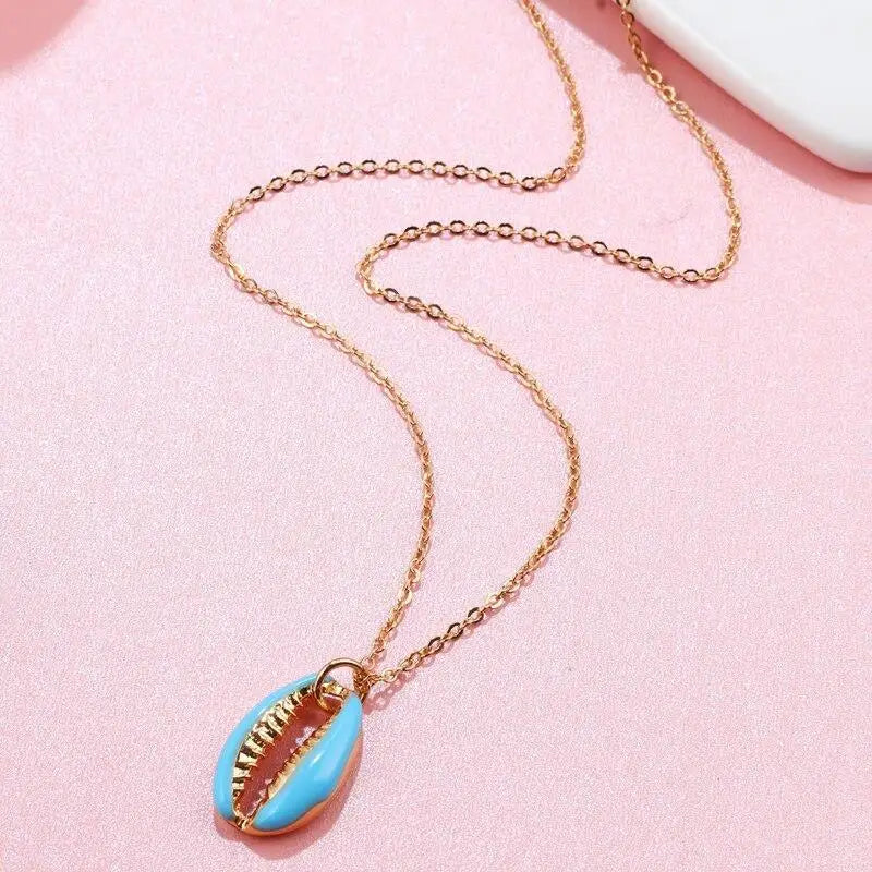 Turquoise Cowrie Shell Necklace