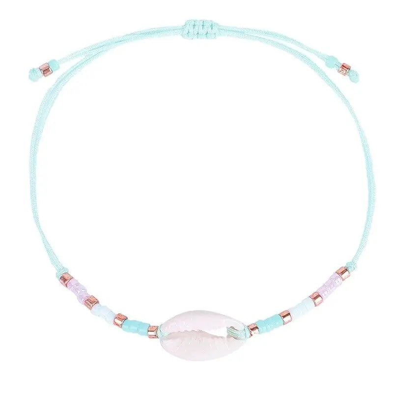 Turquoise Tsunami Shell Anklet - Blue