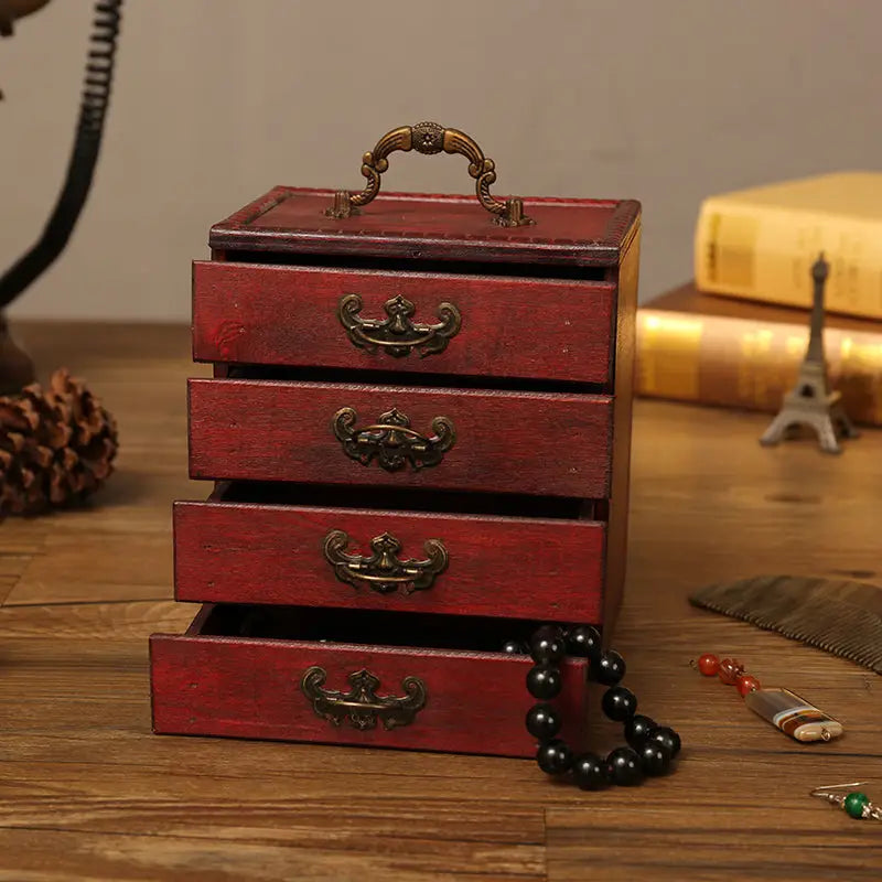 Vintage Wooden Drawer Jewelry Box