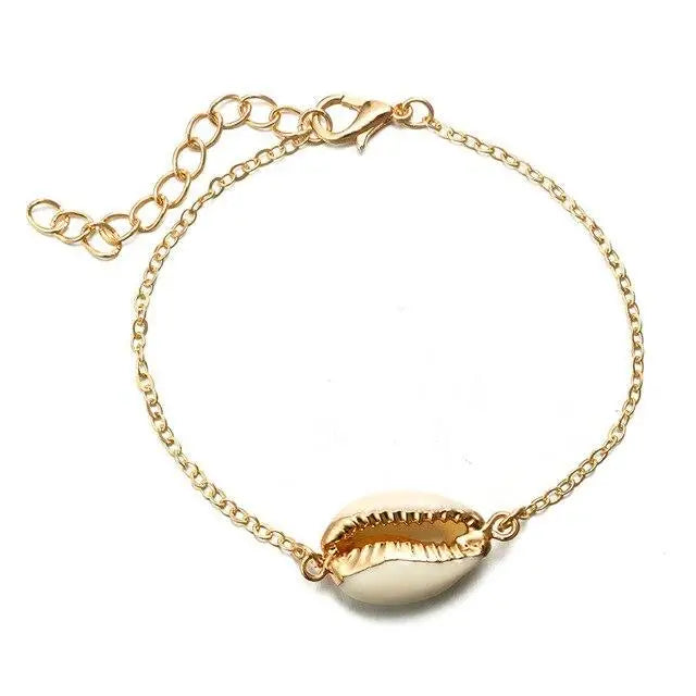 White and Gold Cowrie Shell Bracelet