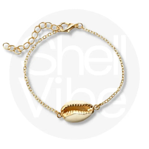 White and Gold Cowrie Shell Bracelet