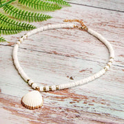 White and Gold Shell Necklace