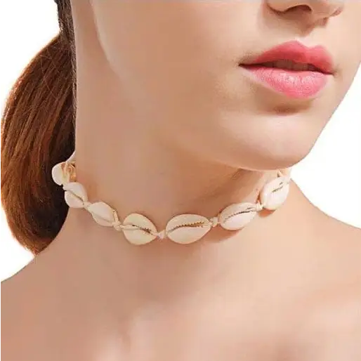 White Cauris Seashell Choker Necklace