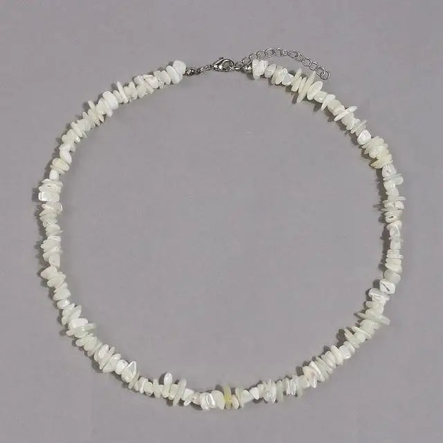 White Flat Pearls Shell Necklace