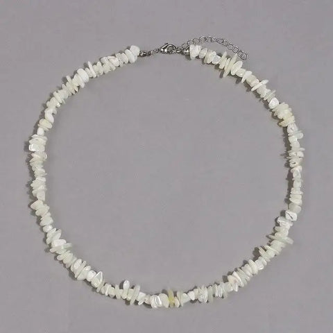 White Flat Pearls Shell Necklace