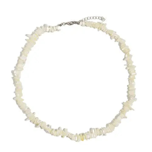 White Flat Pearls Shell Necklace