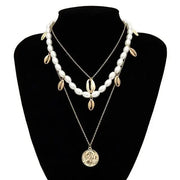 White Gold Medallion Shell Necklace