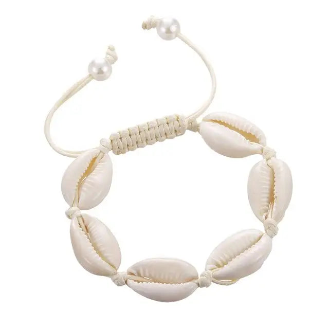 White Pearls & Cowrie Shell bracelet