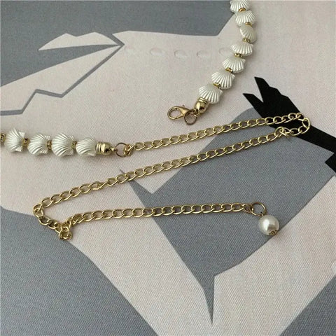 White Shell Waist Chain - With Gold / 120cm