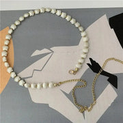 White Shell Waist Chain - With Gold / 120cm