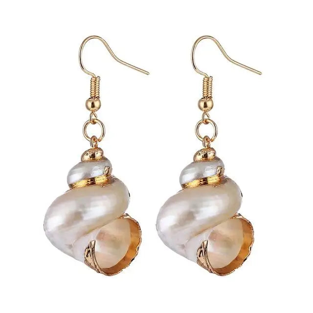 White Snail Shell Earrings