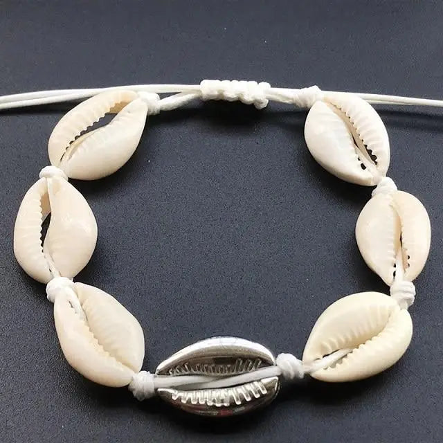 Women’s Cowrie Shell Bracelet - Silver