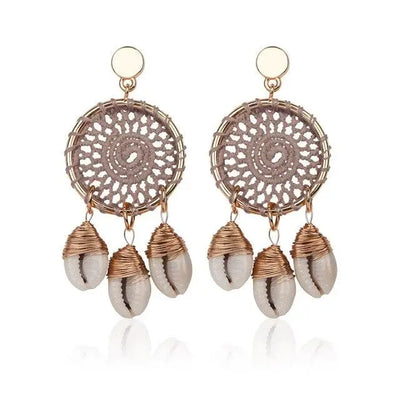 Woven Univalve Shell Earrings