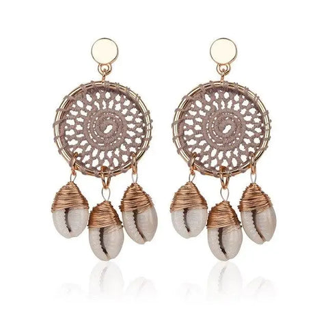 Woven Univalve Shell Earrings